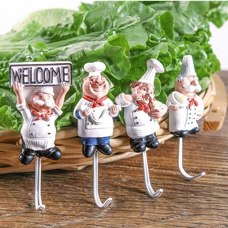 

4 Styles Adhesive Cord Shape Cartoon Kitchen Rack Hanger Storage Hooks Resin Strong Wall Hook Traceless Towel Hook for Kitchen
