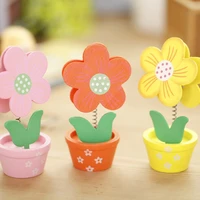 6pcs cute flower wooden note holder photo clip card message memo stand desk decoration office stationery
