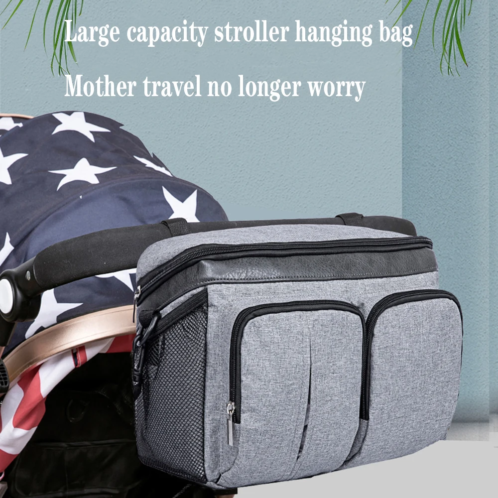 Baby stroller bag multi-functional stroller hanging bag one shoulder mommy bag Crossbody bag maternal and infant storage bag