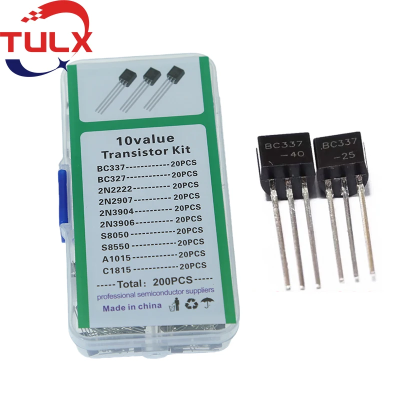 200 шт./кор. 10 значительные транзисторы BC337 BC327 2N2222 2N2907 2N3904 2N3906 S8050 S8550 A1015 C1815 комплект