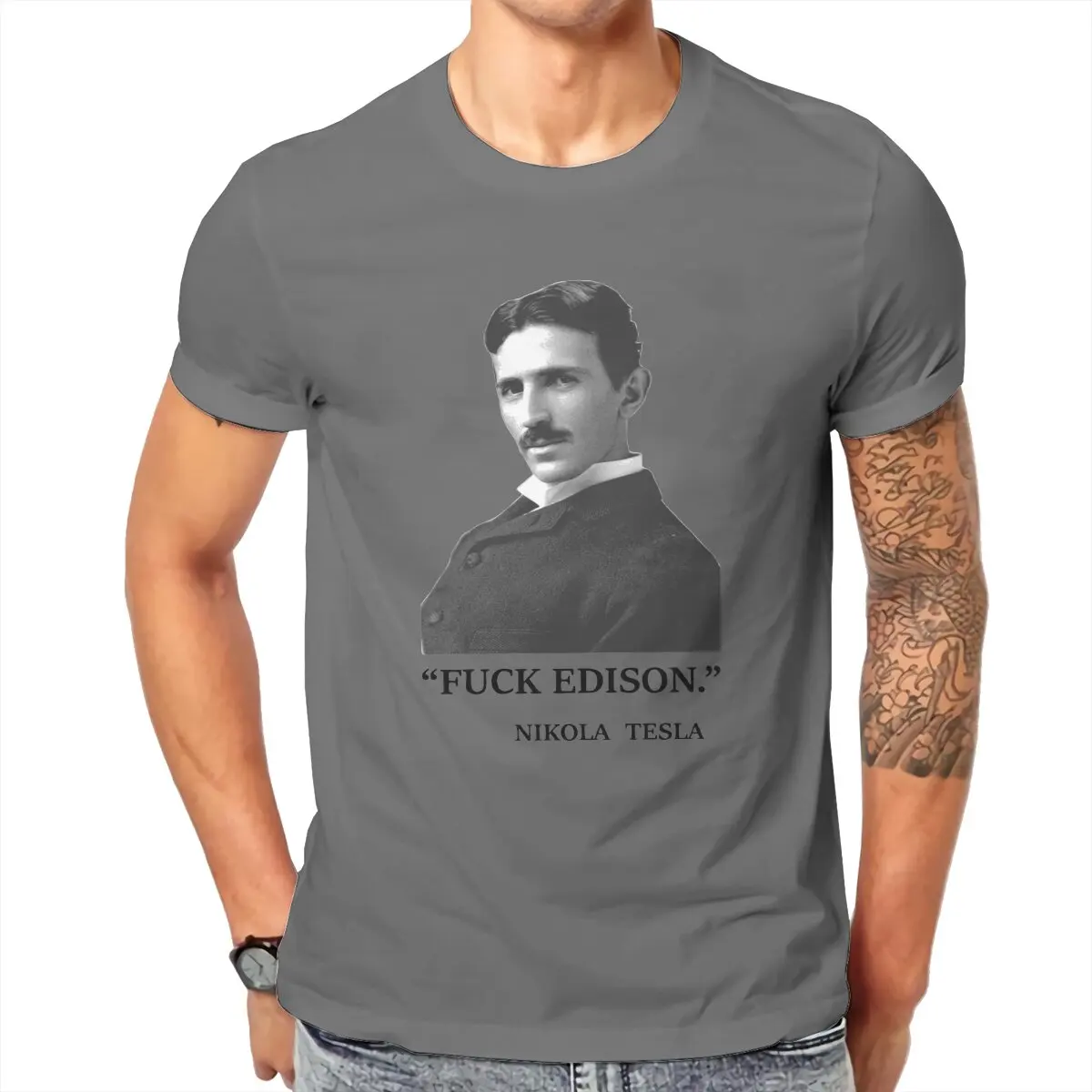 

Мужские футболки Nikola Tesla, новинка, хлопковая футболка с коротким рукавом, энергия изобретателя, гик, нерд, футболки с круглым вырезом, одежда ...