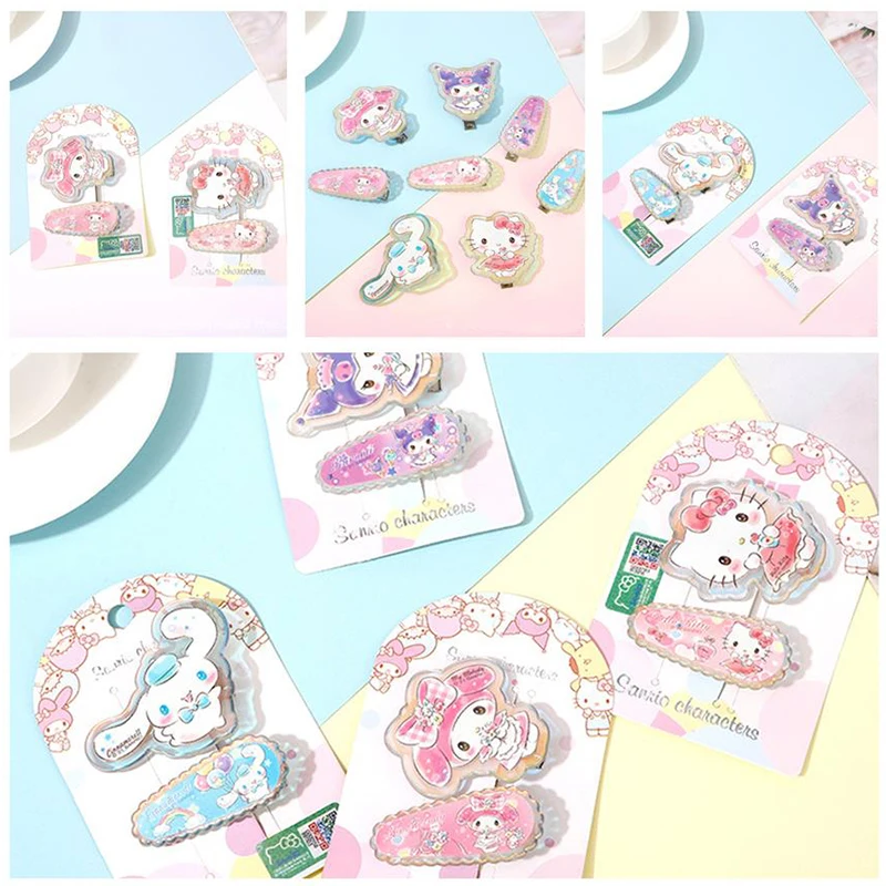 

2 шт. Kawaii Kts Kuromi Melody заколка для волос Мультяшные Аниме Красочные заколки для волос Детские модные милые заколки аксессуары для волос подарки