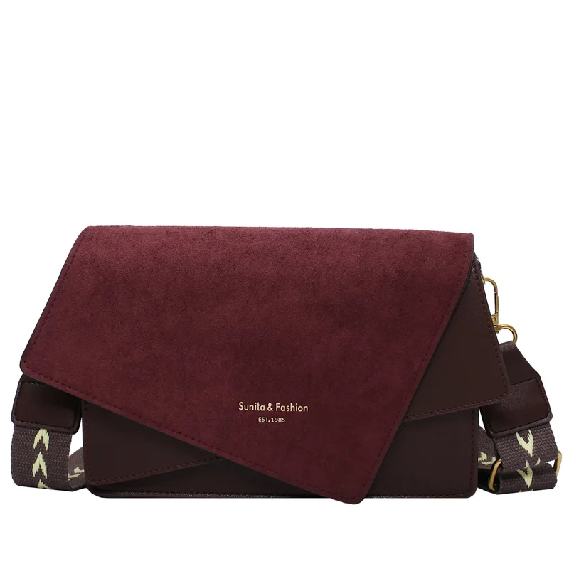 

Сумка-мессенджер женская из замши, модный саквояж на плечо в стиле ретро, с широким ремешком, сумочка кросс-боди в простом стиле