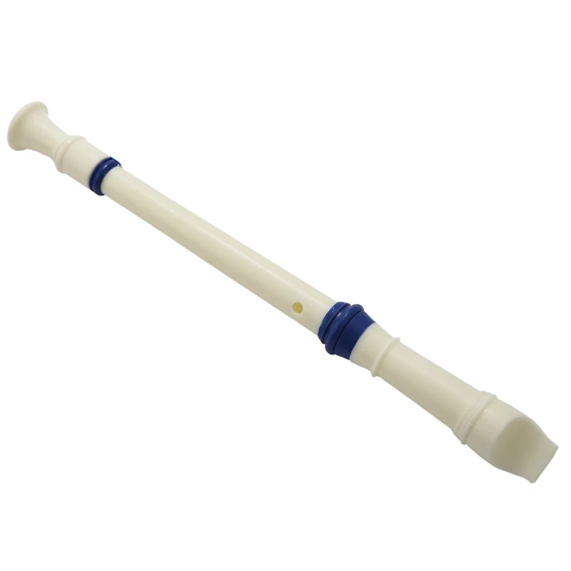 

10X Students Plastic 8 Holes Soprano Recorder Flute Beige Blue + Cleaning Stick