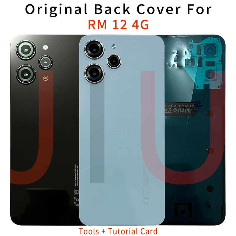 

Оригинальная Крышка батарейного отсека для Xiaomi Redmi 12 4G, заднее стекло, сменный задний корпус, средняя рамка для Redmi 12 23053RN02A с объективом