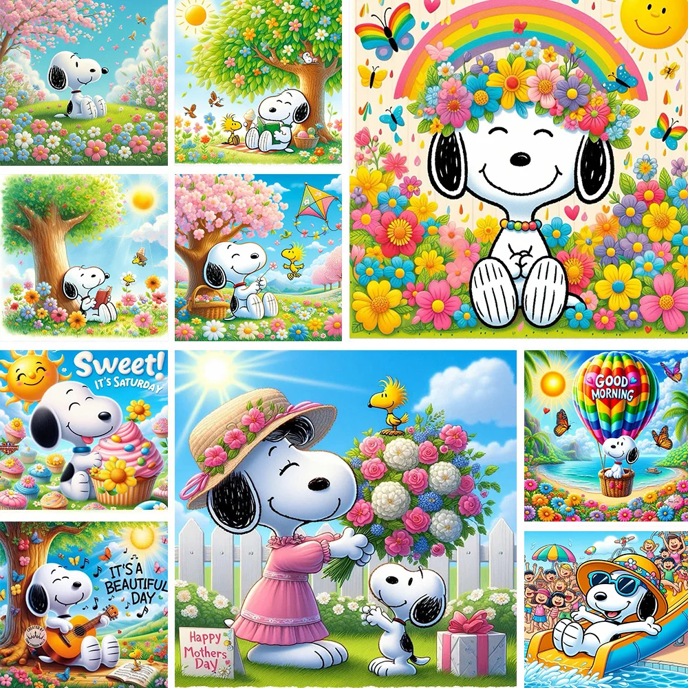 Мультяшный аниме Белый Бигль 5D полный круг алмазная живопись набор милые комиксы