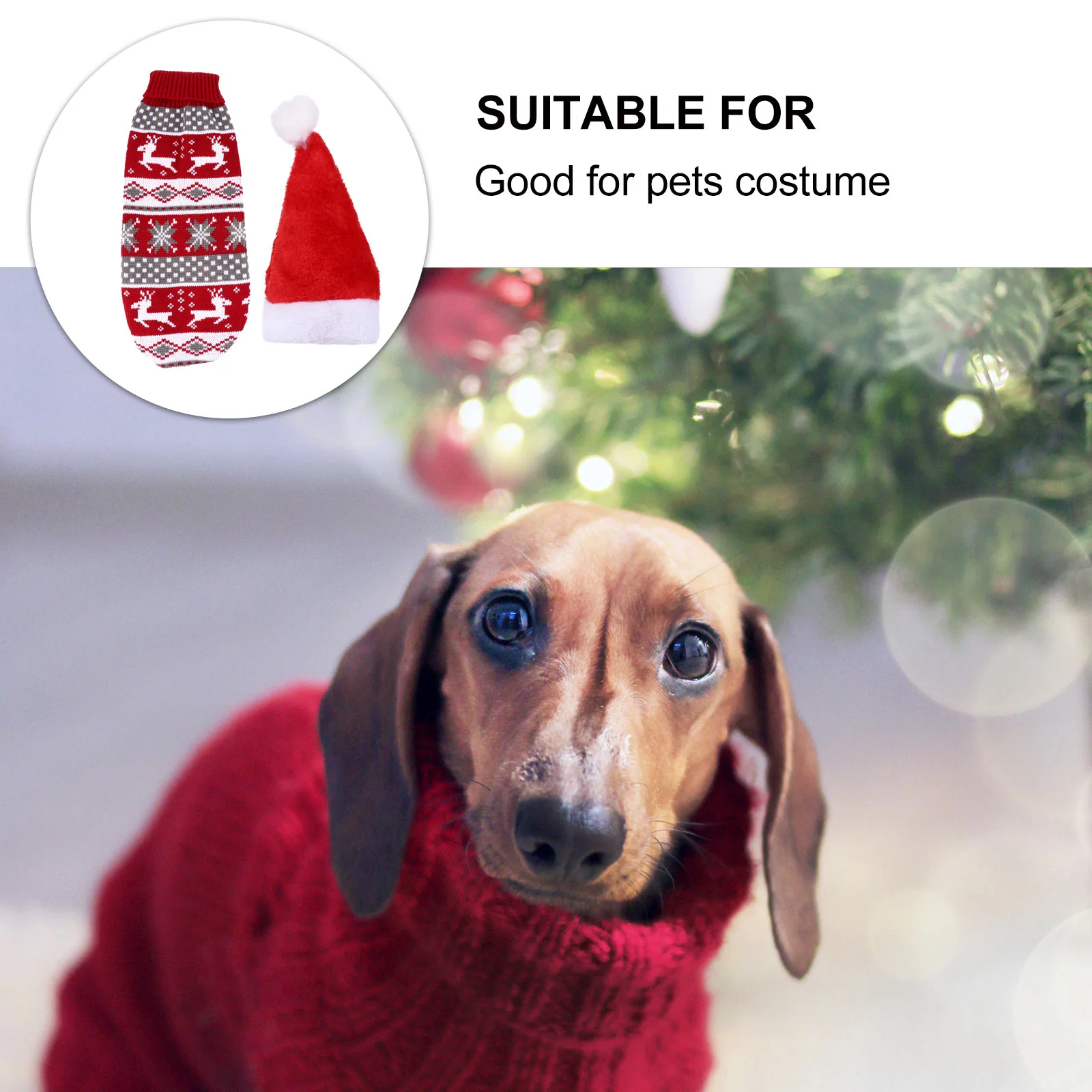 

Christmas Dog Sweater Pet Clothes Hat Knit Santa Reindeer Costume Outfit Ugly