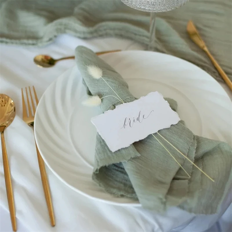 

Sage Green Napkin Boho Wedding Cheesecloth Napkins Cotton Gauze Napkins Raw Edges Table Linens Cloth Dinner Linen Napkins