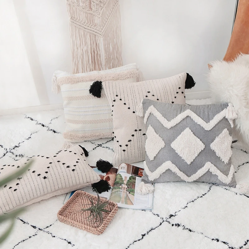Скандинавский Morocan текстурированный богемный ворсовый чехол для подушки
