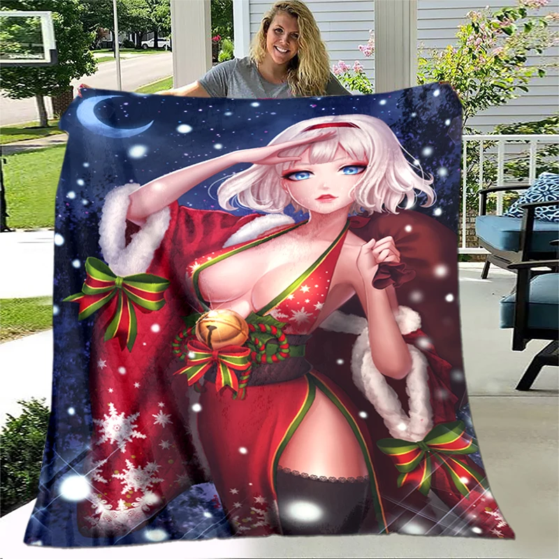 

Рождественский Привлекательный красивый подарок, мягкий плюшевый чехол для дивана и кровати, мультяшное одеяло для пикника