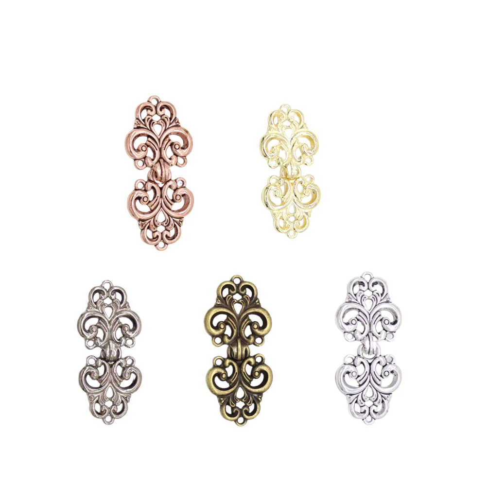 

5 Pair Clothing Buckle Alloy Cardigan Clips Vintage Sweater Cheongsam Hollow Shawl Connection Buckles