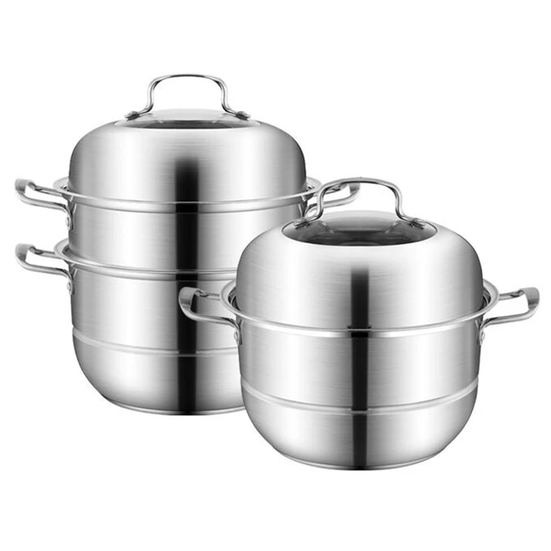 

304 Stainless Steel 3-Tier/Layer Steam Cooker pot, Kitchen Multi-function Steam Pot, For Induction Cooker Gas Stove steam pot