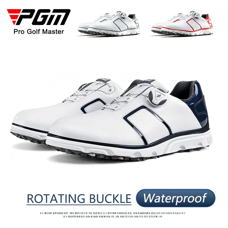 PGM Male Waterproof Golf Shoes Quick Lacing Golf Sneakers Anti-slip Training Shoes Mens Lightweight Sports Footwear Soft Midsole