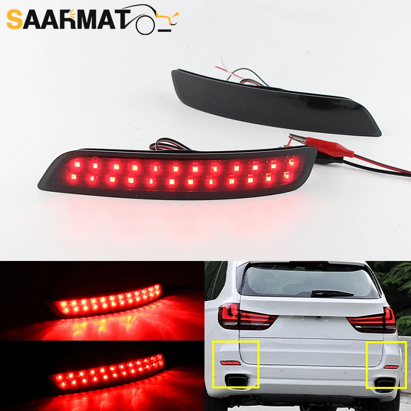 

2 шт. для BMW X5 F15 14-18 светодиодные дымовые линзы, отражатель заднего бампера, противотуманная/беговая сигнальная лампа OEM # 6314784759 Автомобильные аксессуары