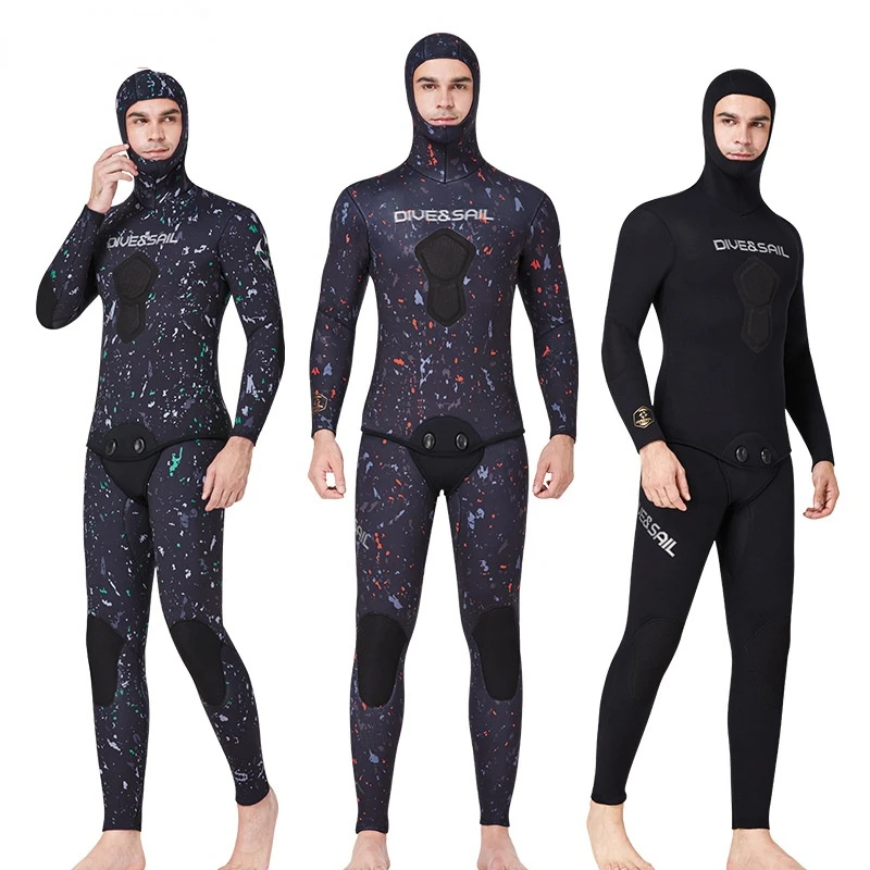 

Professional Fishing And Hunting Suit 5mm Split Camouflage Diving Suit CR Thickened Warm Hooded Diving Suit Swimsuit