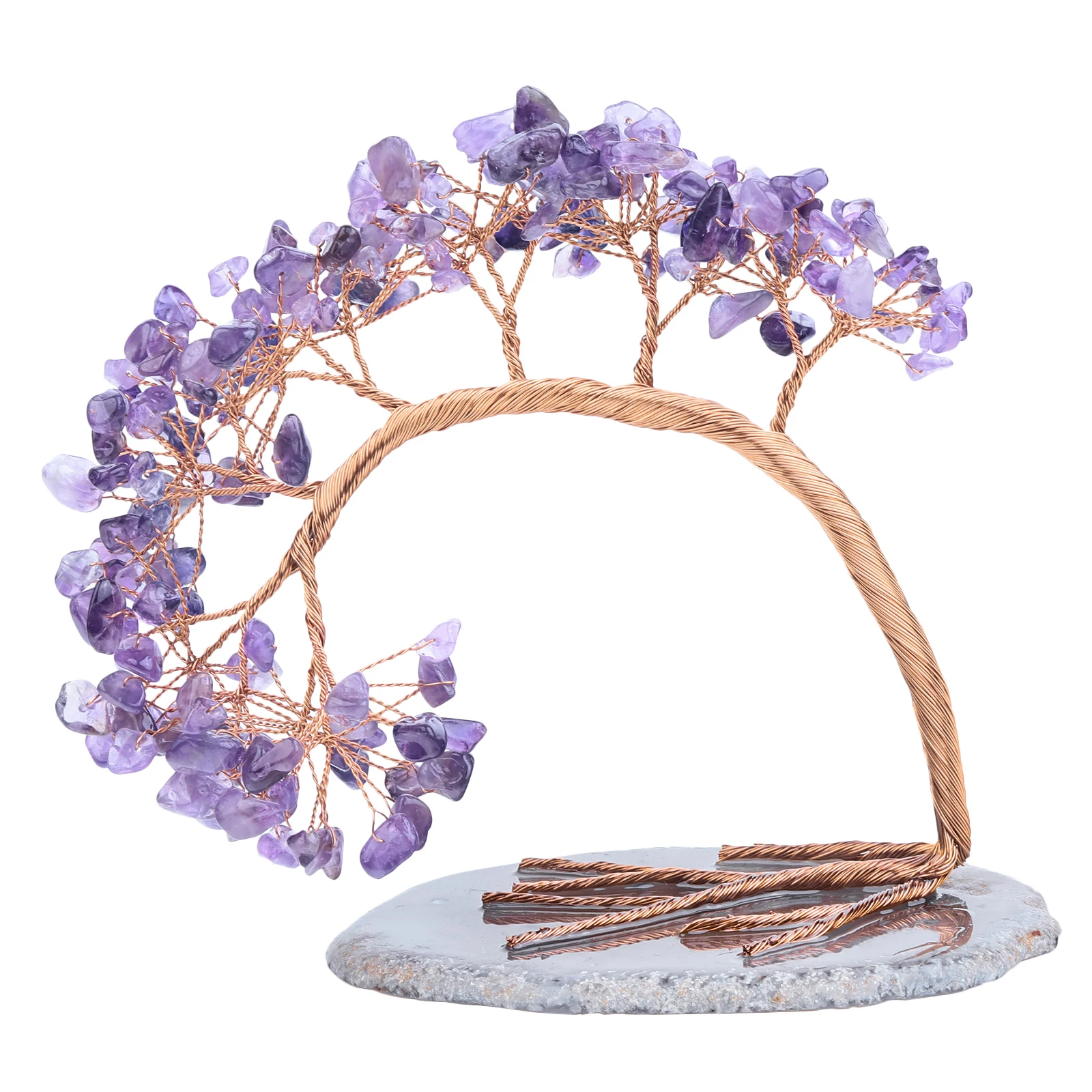 

Natural Amethyst Crystal Money Tree With Agate Slice Base Feng Shui Room Decor For Luck And Wealth Room Home Ornaments