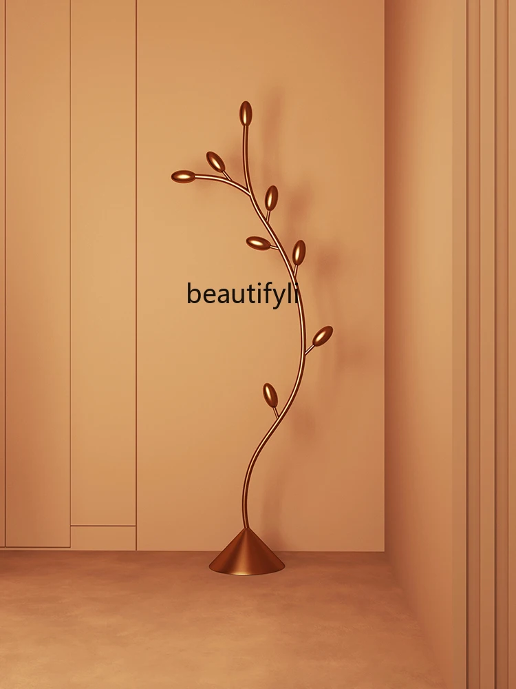 

zqNordic Light Luxury Coat Rack Living Room Bedroom Creative Olive Tree Hanger Floor Clothes Rack