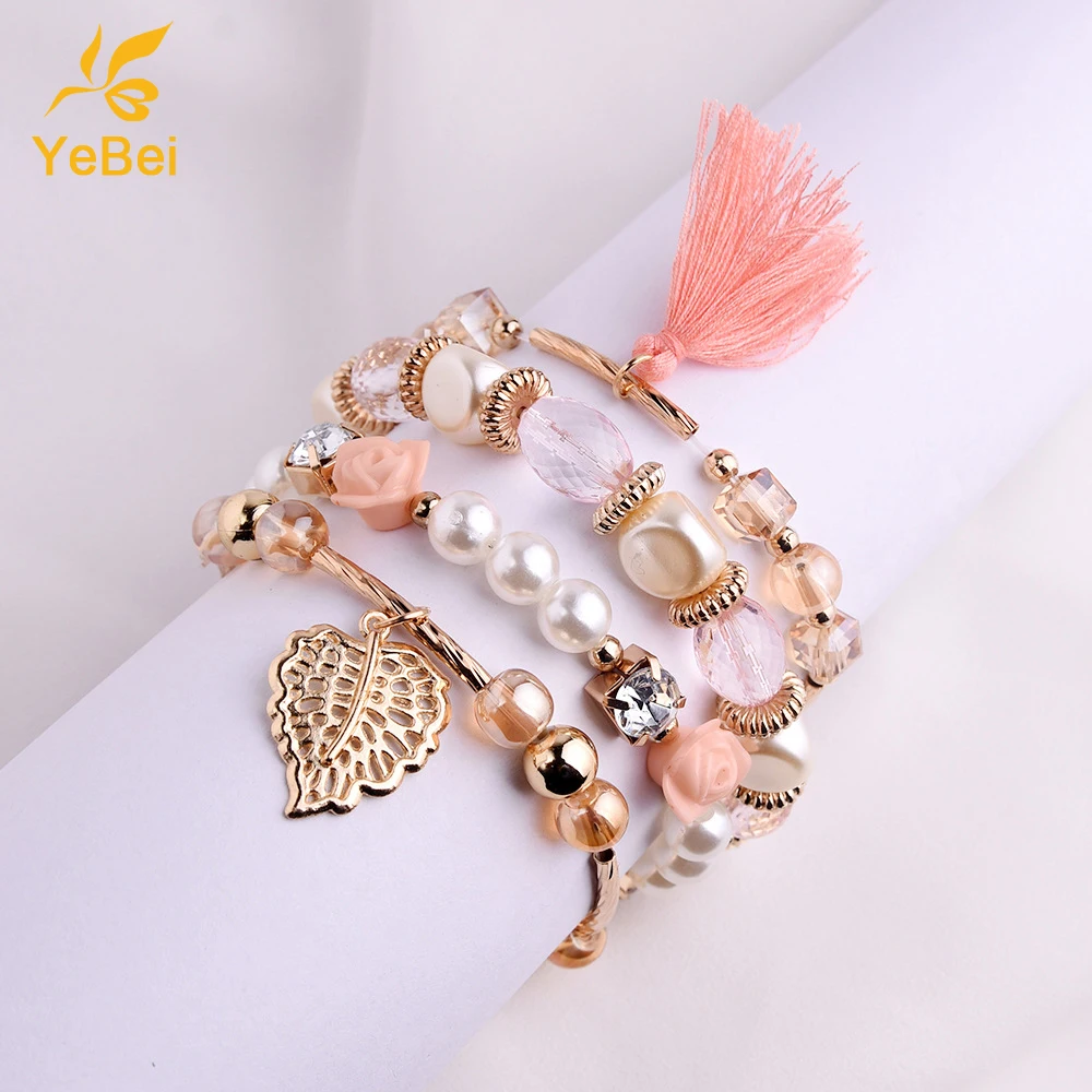 

Crystal Bracelet for Women 4PCS Pearl Bracelet Jewelry Stainless Steel Women Summer Handmade Jewelry 2022 Free Shipping