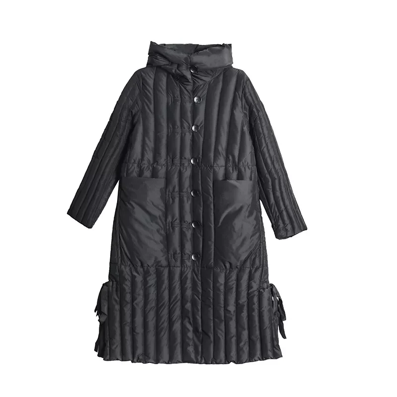 Cold Coat Loose Thick Solid X-Long Women's Winter Quilted Jackets  Single Breasted Hooded Stand Collar Casual Parkas