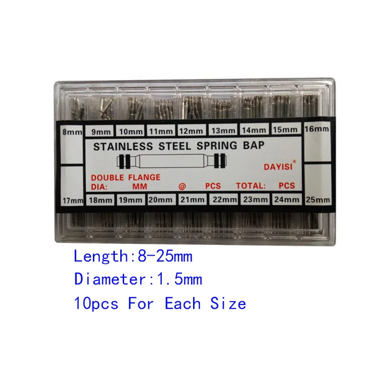 

Watch Accessories Box Stainless Steel Watch Needle Ear Spring Rod Diameter 1.3/1.5/1.8mm