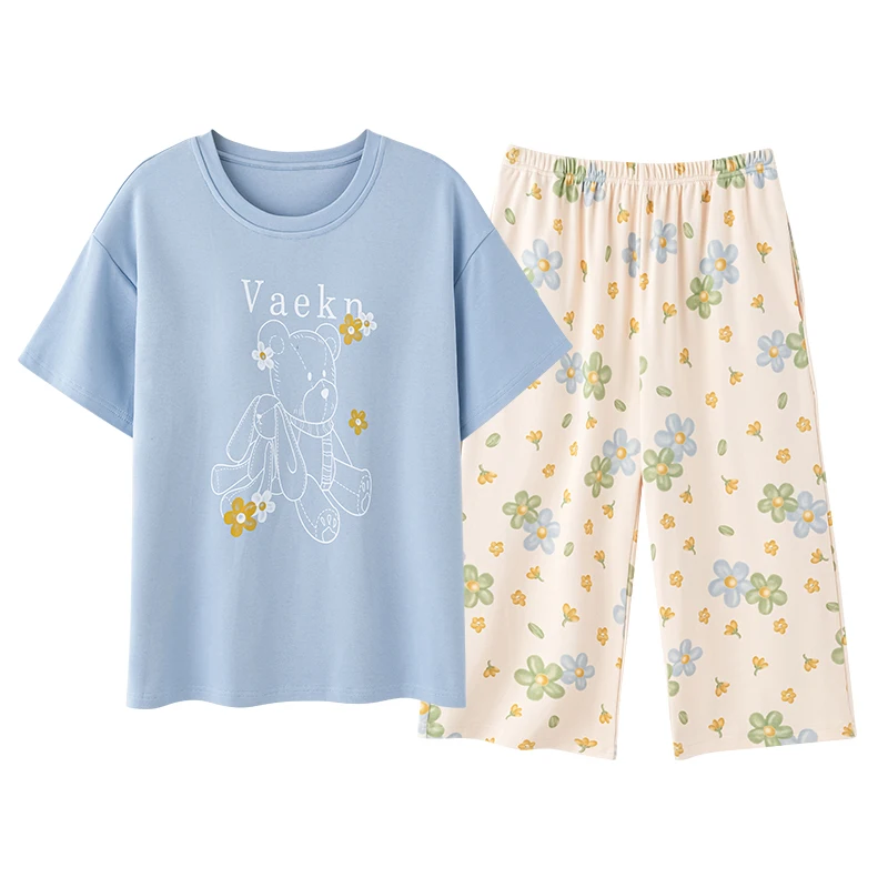 Женская пижама с коротким рукавом и нагрудной подушкой