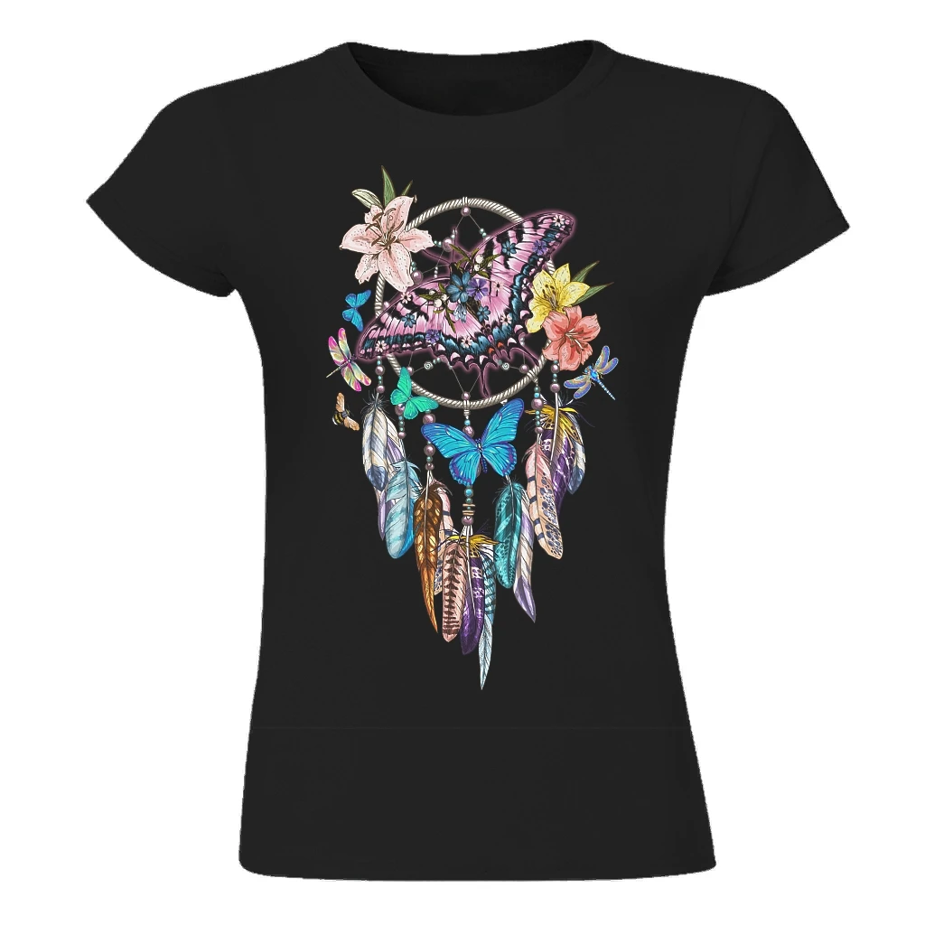 

Summer Female Tee Shirt Basic Butterfly Flower Print Tops Cotton O-neck Short Sleeved Harajuku Ladies T-shirt Women Tee Tops