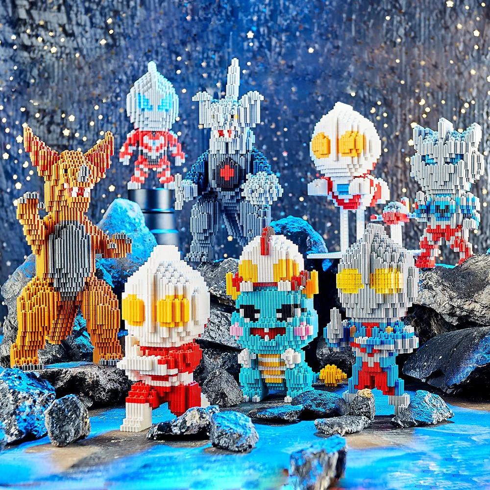 

Креативные Мультяшные Конструкторы Ultraman, Сборная модель монстра «сделай сам», бриллиантовые микро-кирпичи, игрушка для отдыха для детей, подарок на день рождения