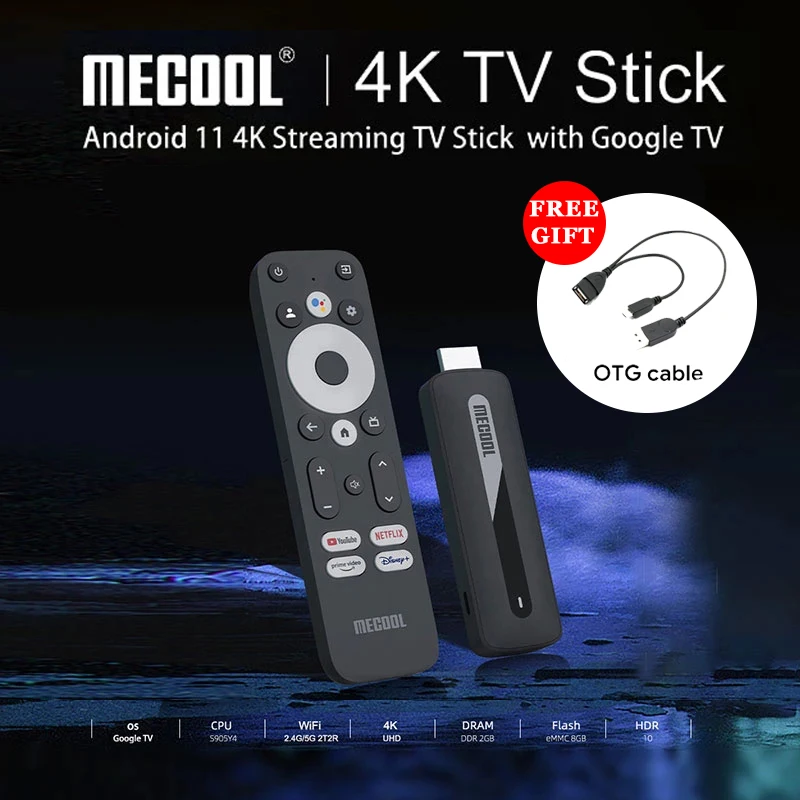Mecool KD3 4K TV Stick  Android 11 Amlogic S905Y4 with Doby Audio2G+8G smart TV box With  WiFi 2.4G/5G HDR 10 Media Player dong