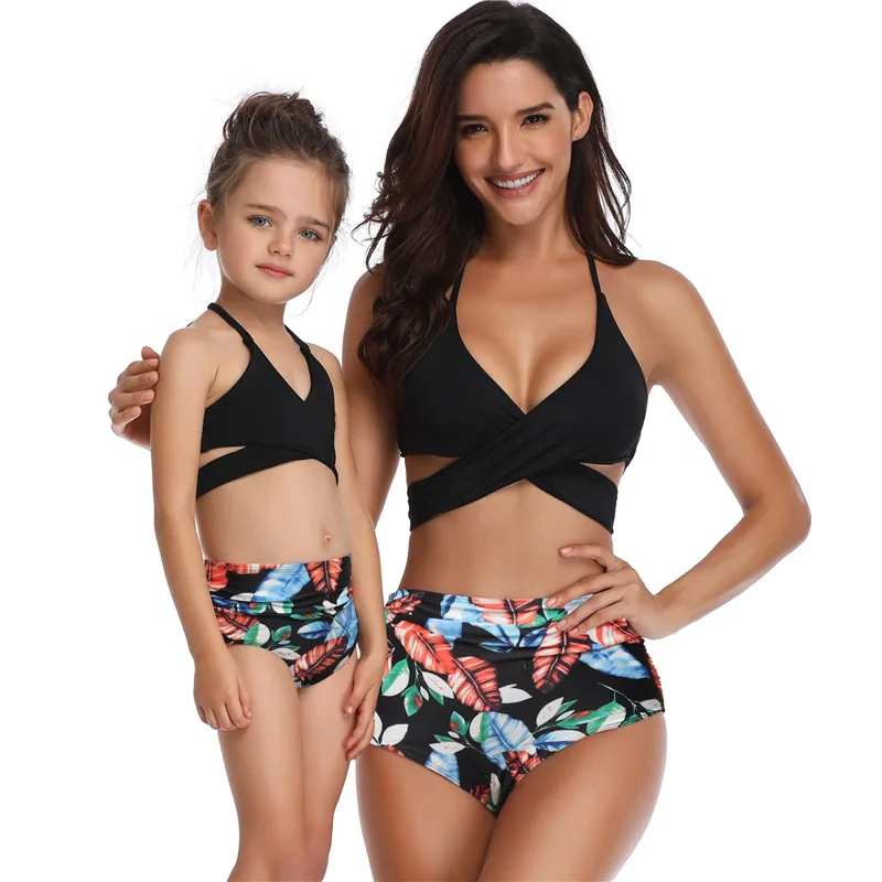 

Girl New Print Colorful Split Women Swimsuit High Waist Comfortable Swim Fashion Bikini Parent Child Swimwear Multiple Style
