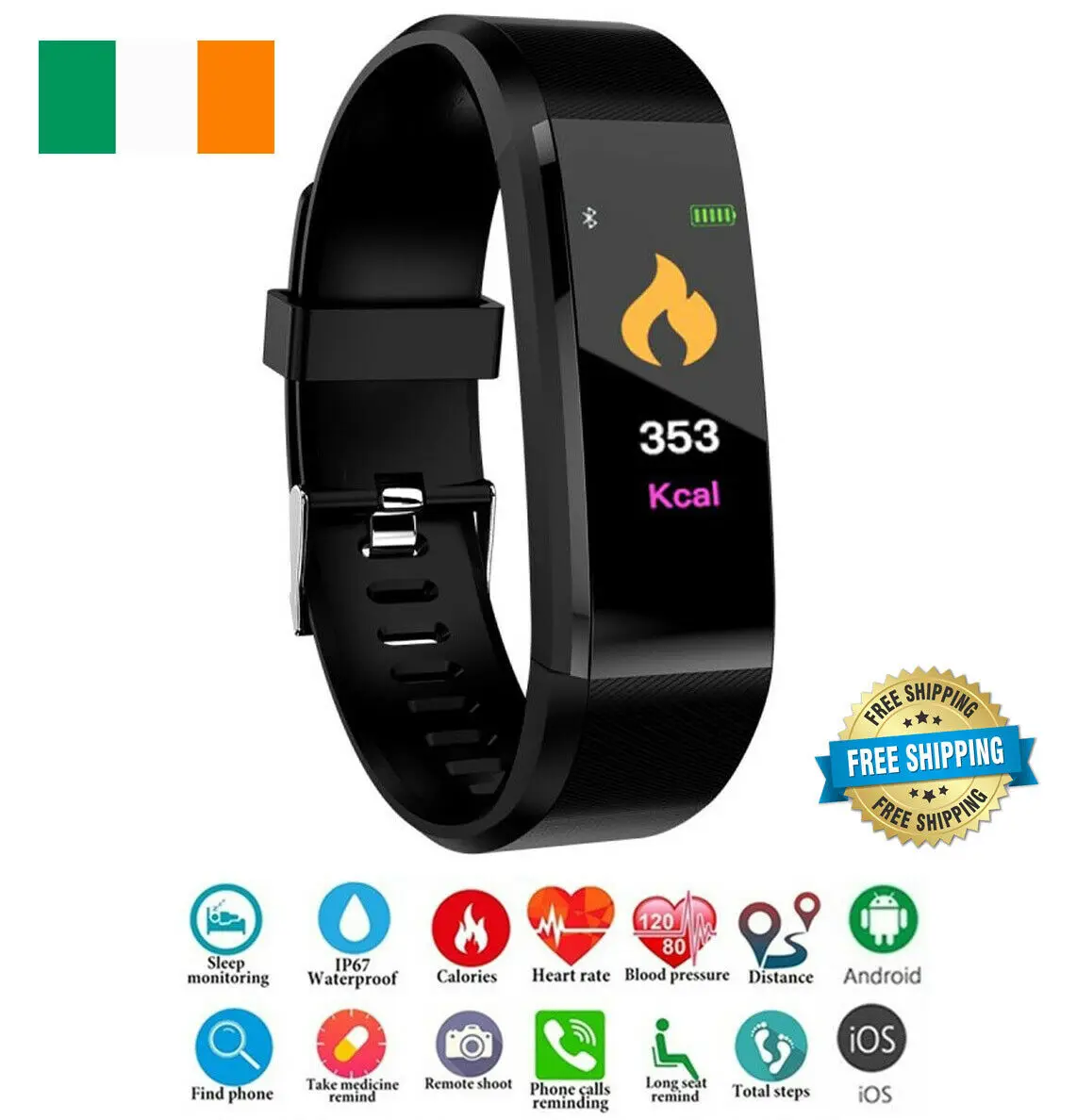

Smart Watch Fitness Tracker Fit Bluetooth Step Caolorie Sport for Android iOS