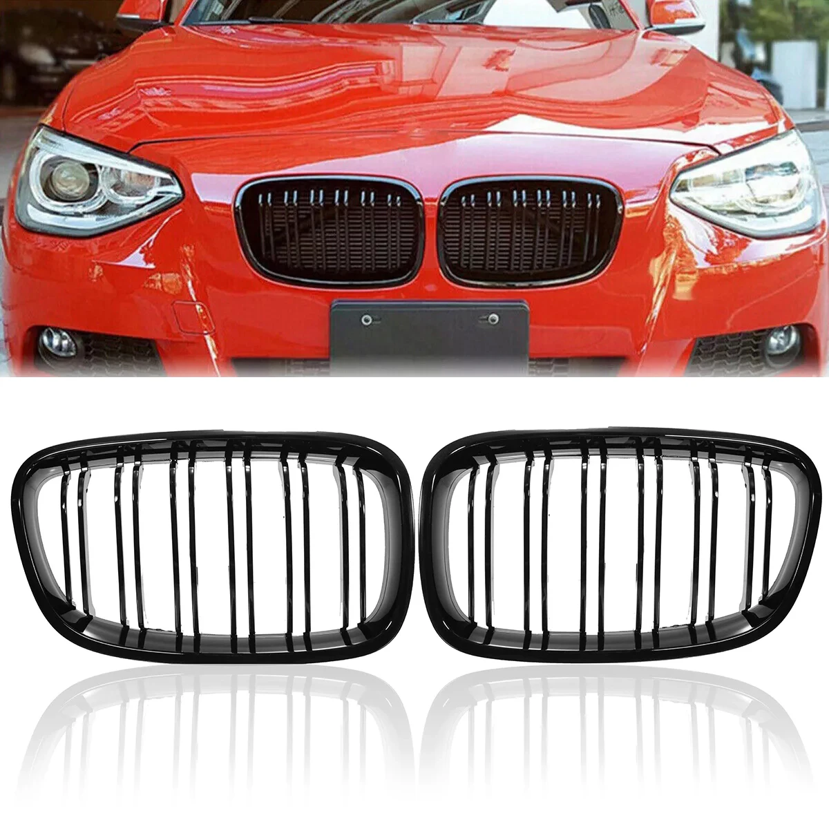 Gloss Black Front Bumper Kidney Grille For BMW 1 Series F20 F21 2011-2014