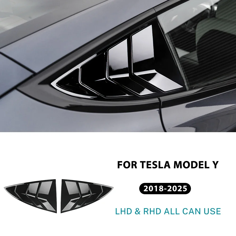 Фото Для Tesla Model Y Juniper 2026 2025-2020: накладка на заднее окно из АБС-пластика, жалюзи, боковые вентиляционные решетки, треугольные модифицированные аксессуары. №2