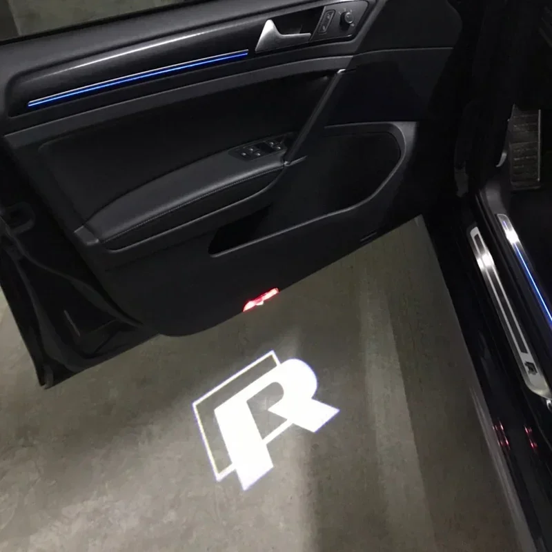 2Pcs LED Car Door Welcome Lights Projector Courtesy Lamp for Golf 5 6 7 8 SR R LINE LOGO Tiguan Arteon CC Jetta Passat EOS POLO