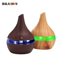 mini air humidifier usb electric aroma diffuser mist wood grain oil aromatherapy 300ml 7 color led light for car home office