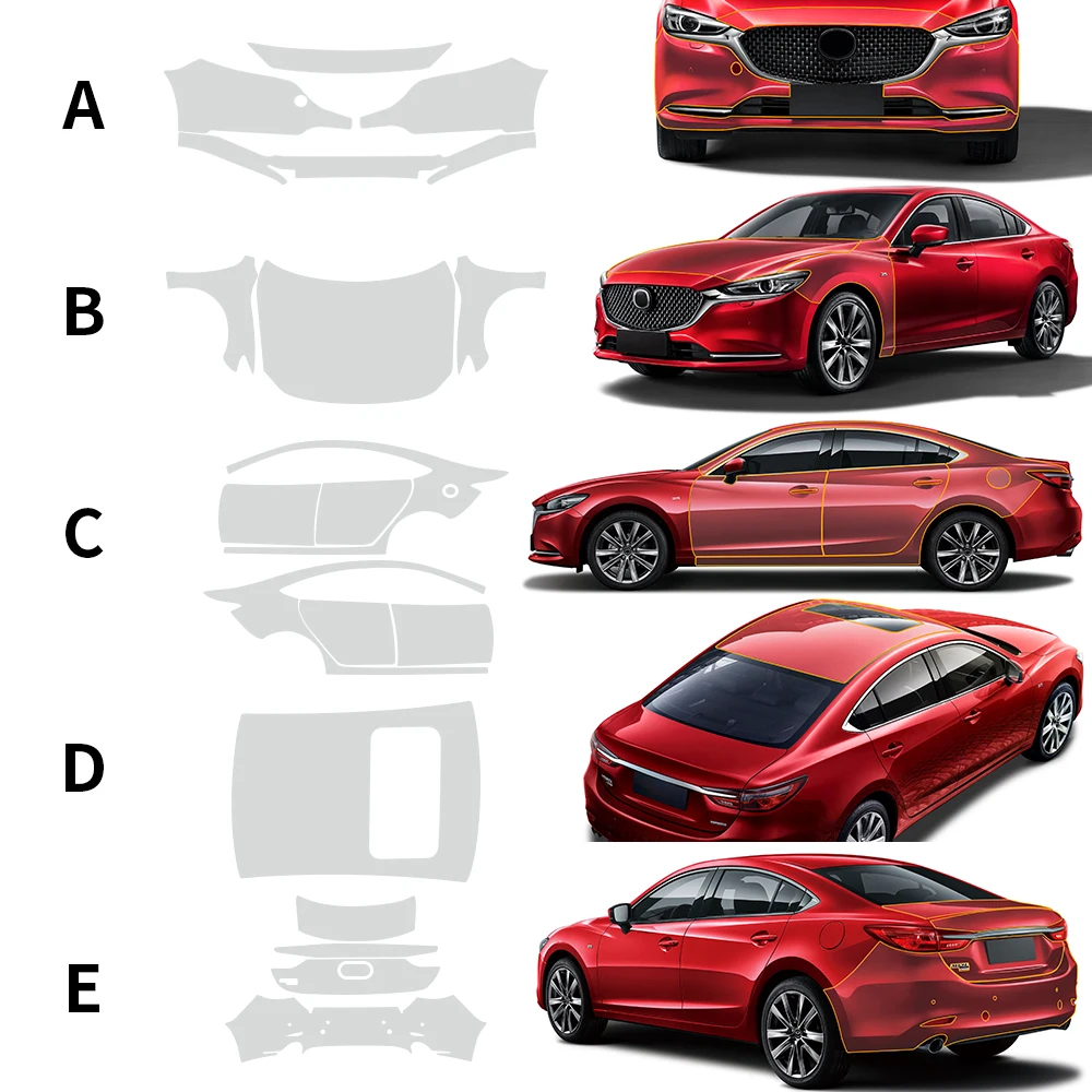Автомобильный передний бампер внешний предварительно отрезанный PPF защита