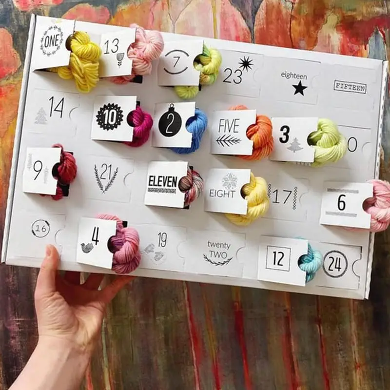 Рождественский адвент-календарь на 24 дня шерстяной календарь обратного отсчета