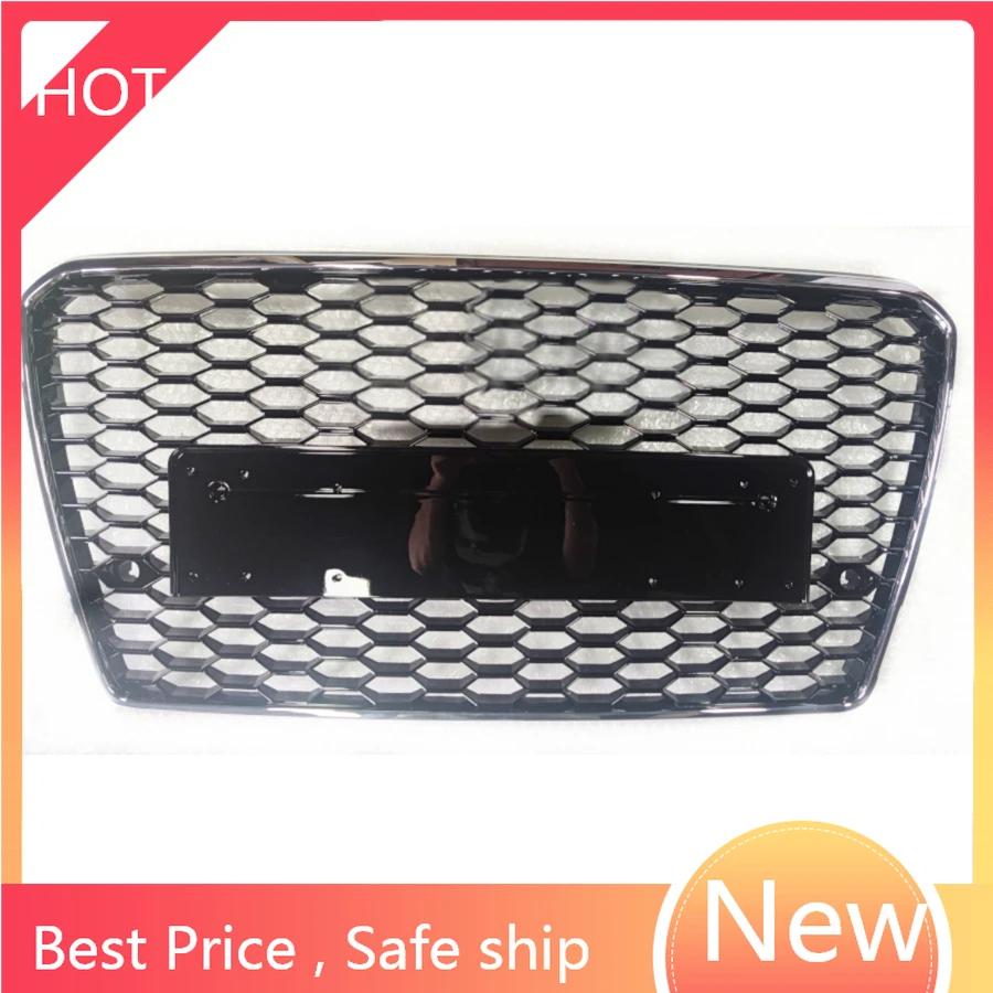 

RS7 style front sports hexagonal mesh honeycomb cover grille gloss black for Audi A7/S7 2009-2015 auto parts fast ship