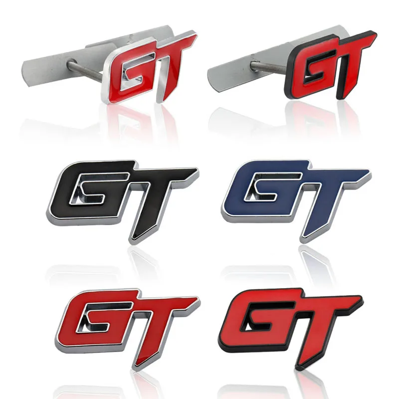 3D Metal GT Car Rear Trunk Emblem Sticker Decals Front Hood Grill Grand Tour for BMW X6 X5 Ford Mustang Focus Mk 1 2 3 7 Mondeo