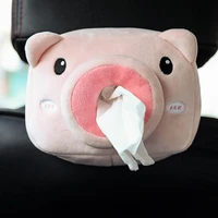 car tissue box portable lovely pig shape tissue paper holder cartoon plush animal decorative tissue dispenser case for car