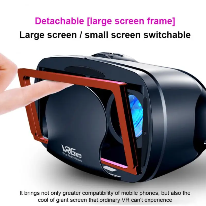 VRG Pro 3D VR Glasses Virtual Reality Full Screen Visual Wide-Angle For 5 To 7 Inch Smartphone Devices Dropship |