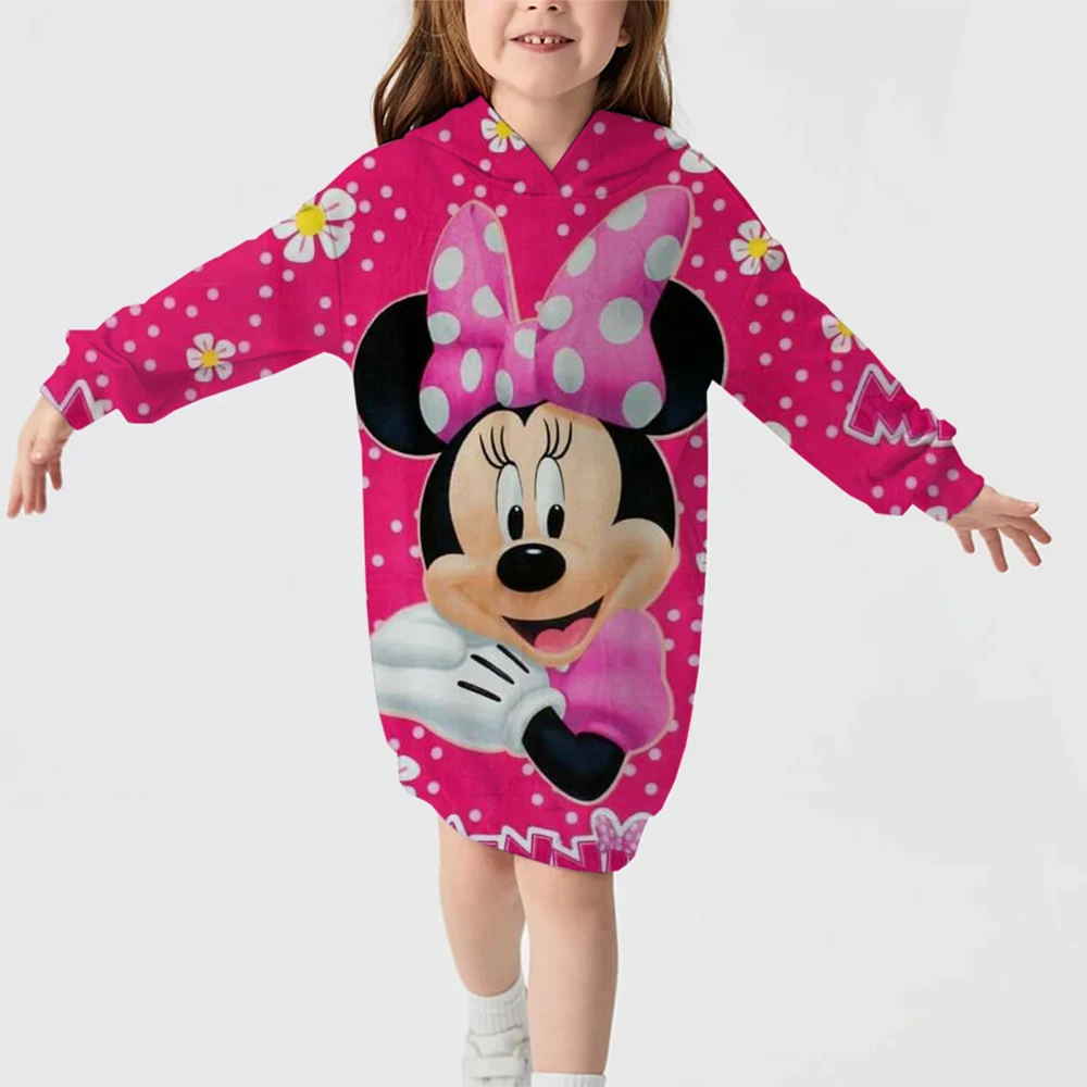 2024 свитер для маленьких девочек с Микки и Маусом осенне-зимнее платье капюшоном