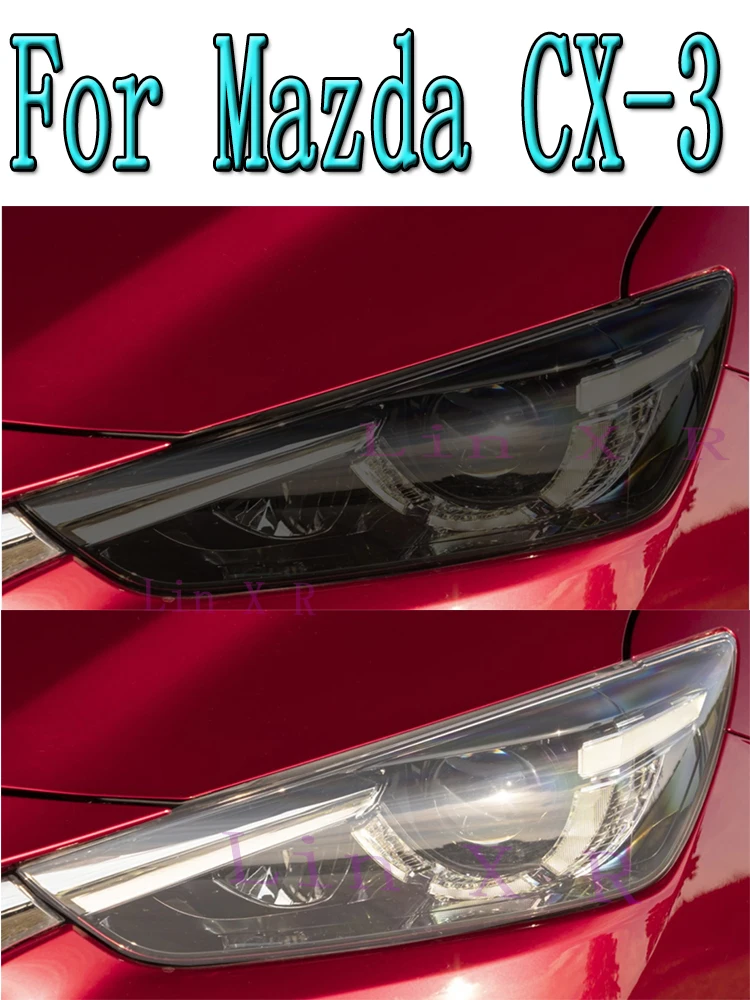 

2 Pcs Car Headlight Tint Smoked Black Protective Film Front Light TPU Sticker For Mazda 3 CX-3 2015-Present Accessories