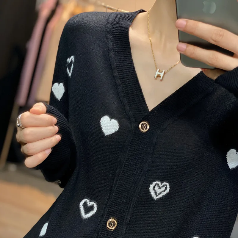 Высококачественный кашемировый вязаный кардиган женский тонкий свободный