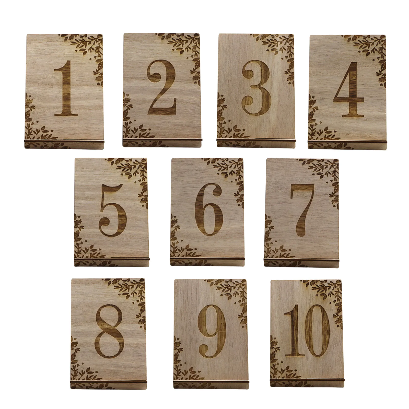 

1-10 Rustic Wooden Table Numbers For Wedding Party Meeting Event Catering Reception Decorative Seat Number Card With Holder Base
