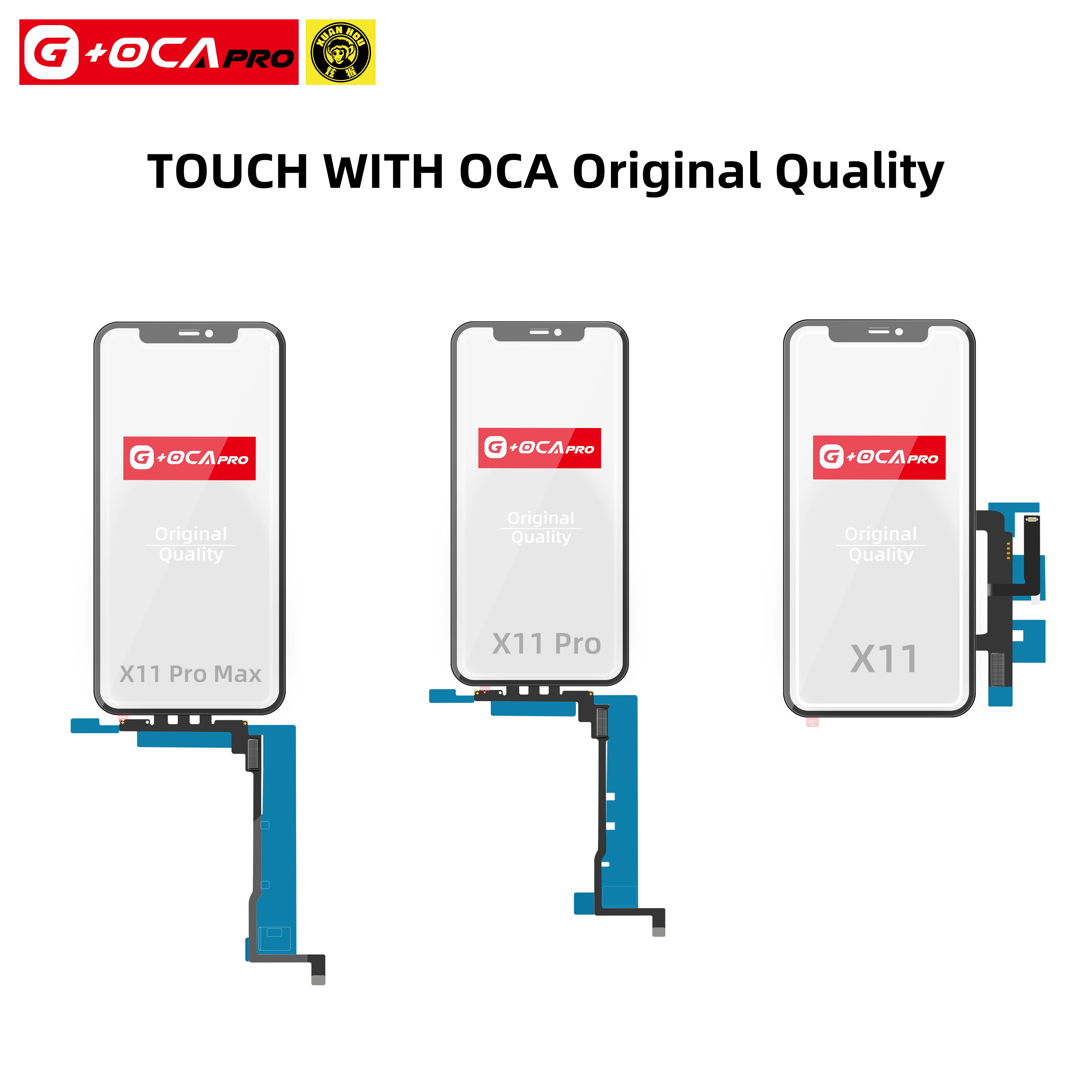 5PCS NO TOUCH IC TP Digitizer Screen Glass With OCA Glue Film For iPhone 11  11Pro  11 Pro Max 12 Original Touch Without IC Chip