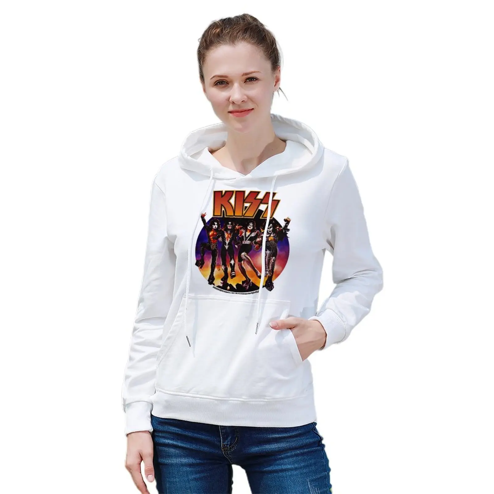 

KISS The Band Vintage Design Hoodie Cotton Rock Streewear Singer Metal Group Street Wear Hoodies Sexy Pullover Hoodie Womens