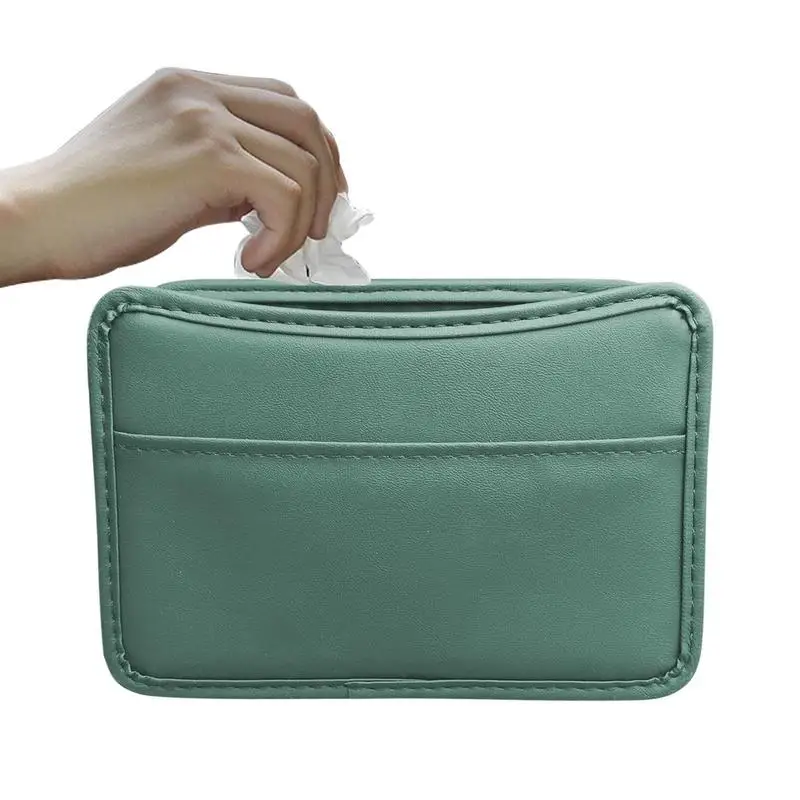 

Car Garbage Can Small Car Garbage Bag Front Seat Car Trash Can With Light Hangable Leather PU Storage Pocket Car Accessories