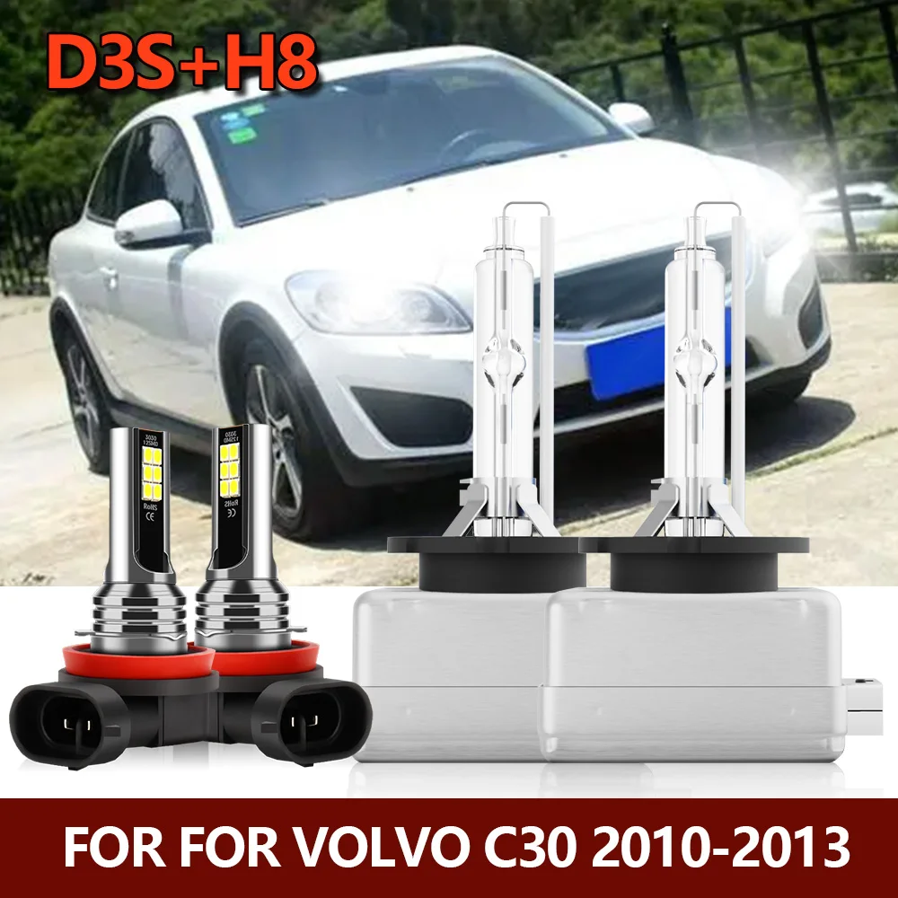 

4x HID Xenon Headlight Bulbs D3S Low Beam + H8 H9 H11 Front Car Fog Lamps For Volvo C30 2010 2011 2012 2013