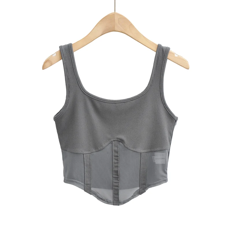 Женский винтажный укороченный топ черный сетчатый в стиле панк привлекательный