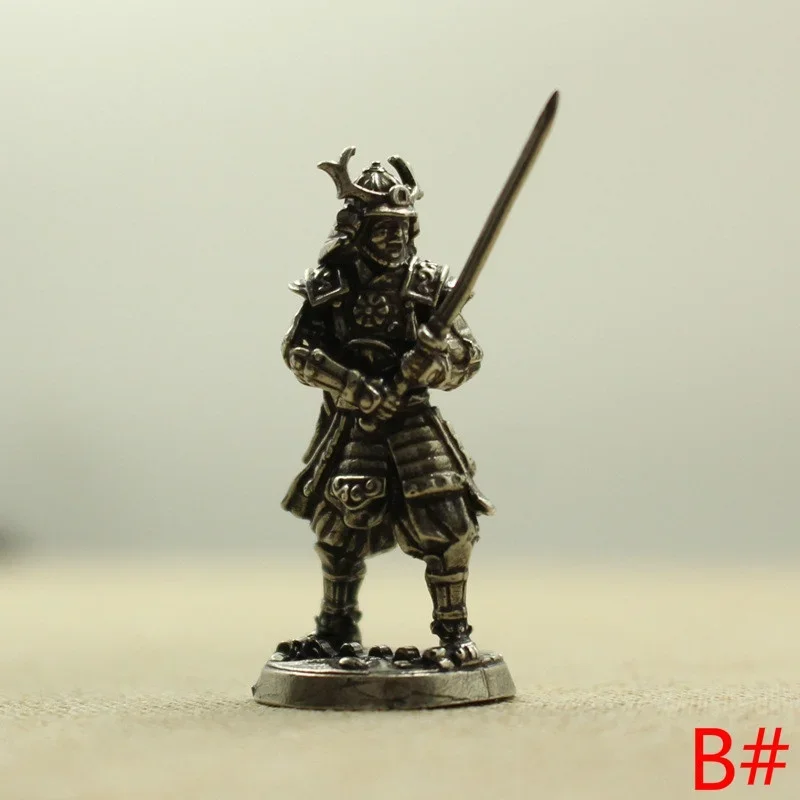

Медные японские фигурки Shogunate Samurai, солдат, миниатюры, винтажная металлическая модель, статуэтка, украшение для рабочего стола